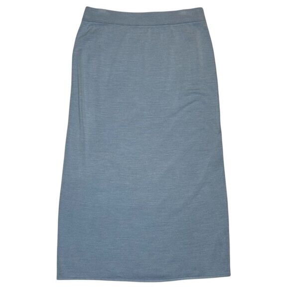Eileen Fisher System Light Blue Silk Blend Knit Midi Skirt Size Petite Small - Picture 1 of 5